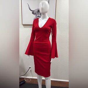 Elegant Red V-Neck Dress